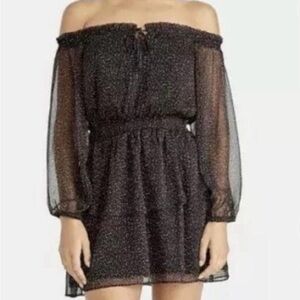 RACHEL Rachel Roy Black Floral Off-Shoulder Long Sleeve Dress